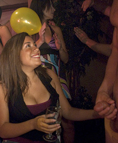 Horny party girl loves a facial from Dancing Bear
