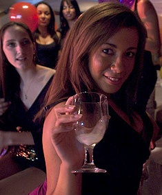 Horny party girl loves a facial from Dancing Bear