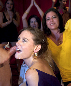 Horny party girl loves a facial from Dancing Bear