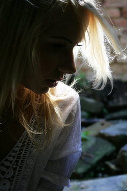 Beata removes her blindfold and finds herself in a strange place from The Life Erotic