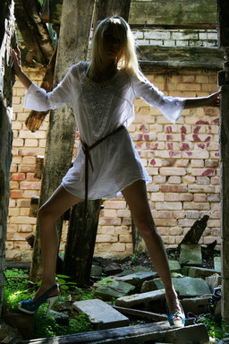 Beata removes her blindfold and finds herself in a strange place from The Life Erotic